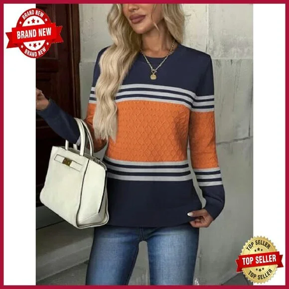 Soft Crewneck Pullover Sweater, Viscose Blend, Fall Casual Wear - Picture 3 of 8